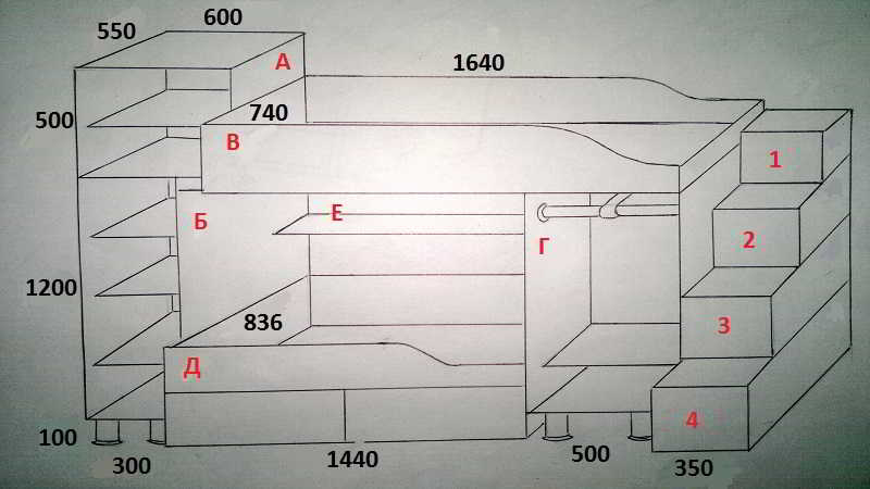 Схема для изготовления двухъярусной кровати