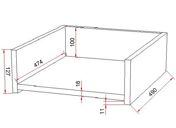 Размеры ящика в шкафу